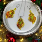 ANAN, kézzel festett, egyedi, ékszer, fülbevaló, nyaklánc, viana, Szívörvény