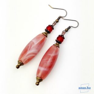 Hosszúkás akril fülbevaló, barna