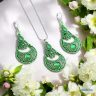   ANAN, kézzel festett, egyedi ékszer, fülbevaló, nyaklánc, zöld, Kelet Reménye