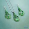   ANAN, kézzel festett, egyedi ékszer, fülbevaló, nyaklánc, zöld, Kelet Reménye