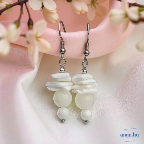 ANAN, egyedi, kagyló gyöngy, nemesacél fülbevaló, Kagylócsepp