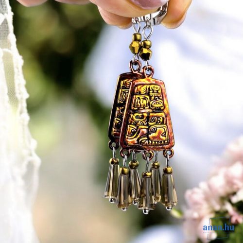 ANAN, hangsúlyos fülbevaló, kézzel festett, gyöngyékszer, Maják Kincse