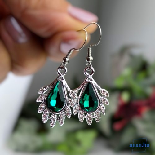 ANAN, alkalmi fülbevaló, üvegkristály, Csillogó Zöld