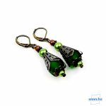 Zöld - barna memória karkötő fülbevalóval