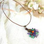 Korall, ásvány, nyaklánc, egyedi, kézműves, ékszer, lila, zöld