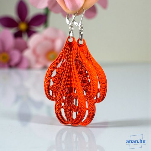 ANAN, kézzel festett ékszer, fülbevaló, nyaklánc, piros, Azték Nopál