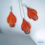 ANAN, kézzel festett ékszer, fülbevaló, nyaklánc, piros, Azték Nopál