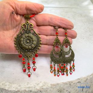   ANAN, egyedi, gyöngyékszer, hangsúlyos fülbevaló, medál, bronz, Perzsa Hajnal