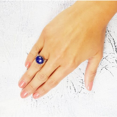 Minimalista, szabályozható, gyűrű, kék, nemesacél, lapis-lazuli