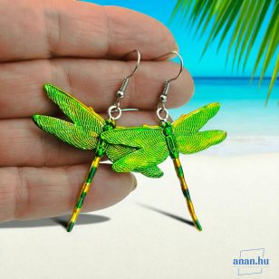   ANAN, kézzel festett, szitakötő fülbevaló, egyedi ékszer, Szitakötők