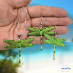 ANAN, kézzel festett, szitakötő fülbevaló, egyedi ékszer, Szitakötők