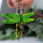 ANAN, kézzel festett, szitakötő fülbevaló, egyedi ékszer, Szitakötők