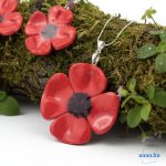ANAN, művészi ékszer, agyag, polimer agyag, fülbevaló, nyaklánc, vörös, Pipacsok