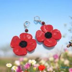 ANAN, művészi ékszer, agyag, polimer agyag, fülbevaló, nyaklánc, vörös, Pipacsok