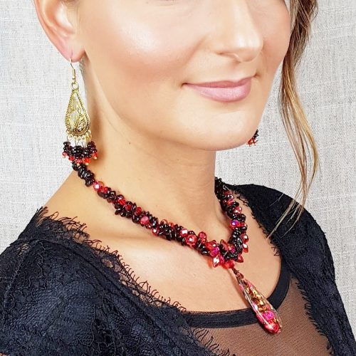 ANAN, hipoallergén ékszer, gránát, jáspis, ásvány, nyaklánc