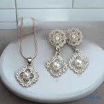 ANAN, alkalmi fülbevaló, fehér, nyaklánc, Elegancia