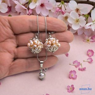   ANAN, antiallergén ékszer, édesvízi tenyésztett gyöngy, lila, Gyöngyöcske