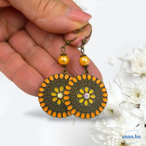 ANAN, fülbevaló, civilizációk ragyogása kollekció, sárga-narancs, Róma Virága