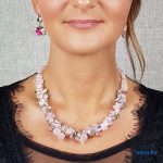 ANAN, édesvízi gyöngy nyaklánc, fülbevalóval, rózsakvarc, kristály, antiallergén ékszer, egyedi, kézműves