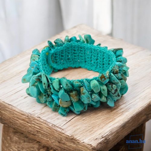 ANAN, ásvány karkötő, hipoallergén, fémmentes ékszer, Türkiz