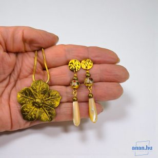   ANAN, egyedi, fülbevaló, medál, antikolt bronz, Arany Damaszkusz 