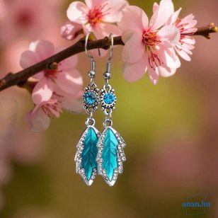   ANAN, alkalmi fülbevaló, üvegkristály, türkizkék, Csillogás