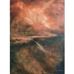 Kép, Fülöp Antal festmény, olaj, Fabriano Tela olajkarton, 21x29cm, cím: Éjszakai utak, tájkép