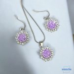 ANAN, alkalmi fülbevaló, nyaklánc, Lila Rózsa