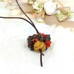 Korall, ásvány, nyaklánc,  egyedi, kézműves, ékszer, hosszú, vörös, barna,