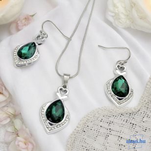   ANAN, alkalmi fülbevaló, üvegkristály, zöld, Éji Csillogás