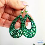 ANAN, kézzel festett, egyedi ékszer, fülbevaló, nyaklánc, Smaragd Csipke