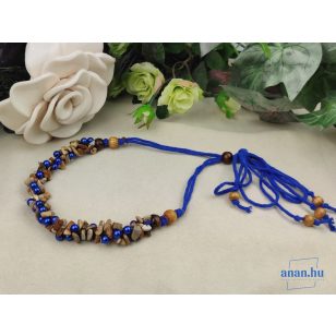   ANAN, női nyaklánc, jáspis ásvány, hipoallergén, fémmentes, ékszer, kék, barna