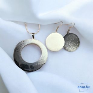   ANAN, művészi medál, fülbevaló, polimer agyag ékszer, Aszimmetria
