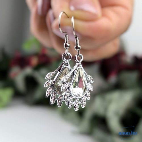 ANAN, alkalmi fülbevaló, üvegkristály, Csillogó Fehér