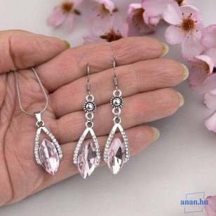   ANAN, alkalmi fülbevaló, üvegkristály, rózsaszín, Esti Csillogás