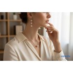 ANAN, antiallergén ékszer szett, édesvízi tenyésztett gyöngy, pasztell rózsaszín, Pearl