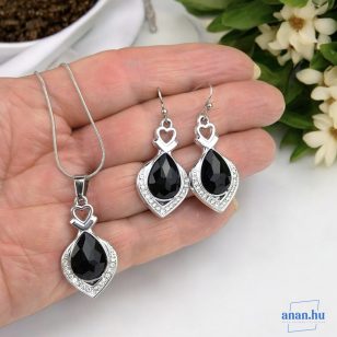   ANAN, alkalmi fülbevaló, üvegkristály, fekete, Éji Csillogás