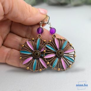   ANAN, fülbevaló, nyaklánc, civilizációk ragyogása kollekció, lila, Inka Álom