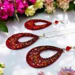 ANAN, kézzel festett, egyedi ékszer, fülbevaló, nyaklánc, Bíbor Csipke