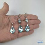 ANAN, antiallergén, egyedi ékszer, fülbevaló, nyaklánc, édesvízi gyöngy, Kék Juhar