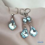 ANAN, antiallergén, egyedi ékszer, fülbevaló, nyaklánc, édesvízi gyöngy, Kék Juhar