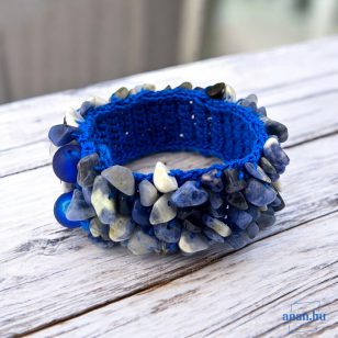   ANAN, ásvány karkötő, szodalit, hipoallergén, fémmentes ékszer 