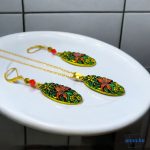 ANAN, kézzel festett, egyedi ékszer, fülbevaló, nyaklánc, Virágzó Kert