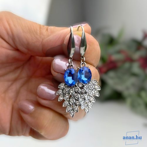 ANAN, alkalmi fülbevaló, nyaklánc, üvegkristály, kék, Versailles-i Ragyogás