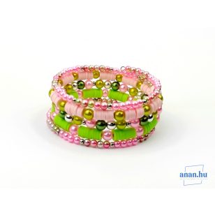 Rózsaszín – zöld karkötő memória dróton