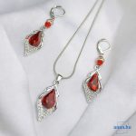 ANAN, alkalmi fülbevaló, üvegkristály, piros, Csillogás