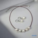 ANAN, édesvízi tenyésztett gyöngy nyaklánc, fülbevaló, fehér, Tenger Lelke