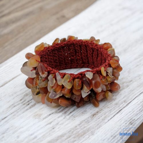 ANAN, ásvány, egyedi, kézműves, fémmentes, karkötő, Vörös Karneol