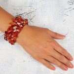 ANAN, ásvány, egyedi, kézműves, fémmentes, karkötő, Vörös Karneol