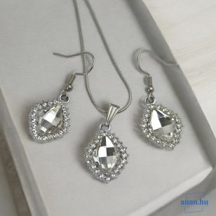   ANAN, alkalmi fülbevaló, rombusz, üvegkristály, fehér, Esti Csillogás